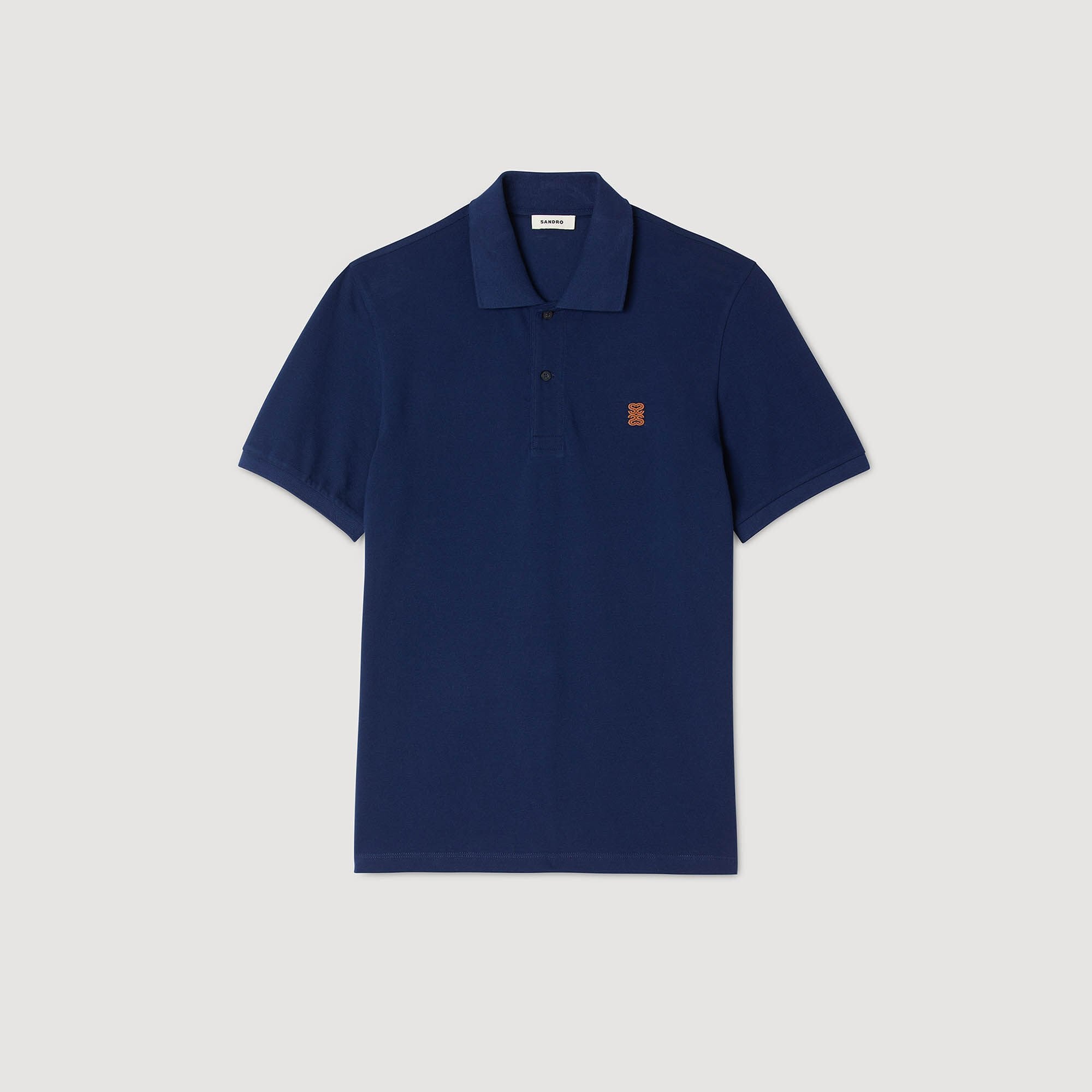 Sandro / Polo shirt with leather logo Navy Blue