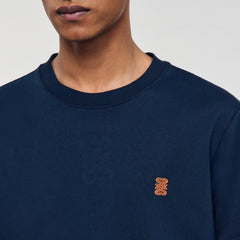 Sandro / Leather logo T-shirt Navy Blue