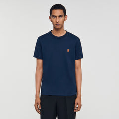 Sandro / Leather logo T-shirt Navy Blue