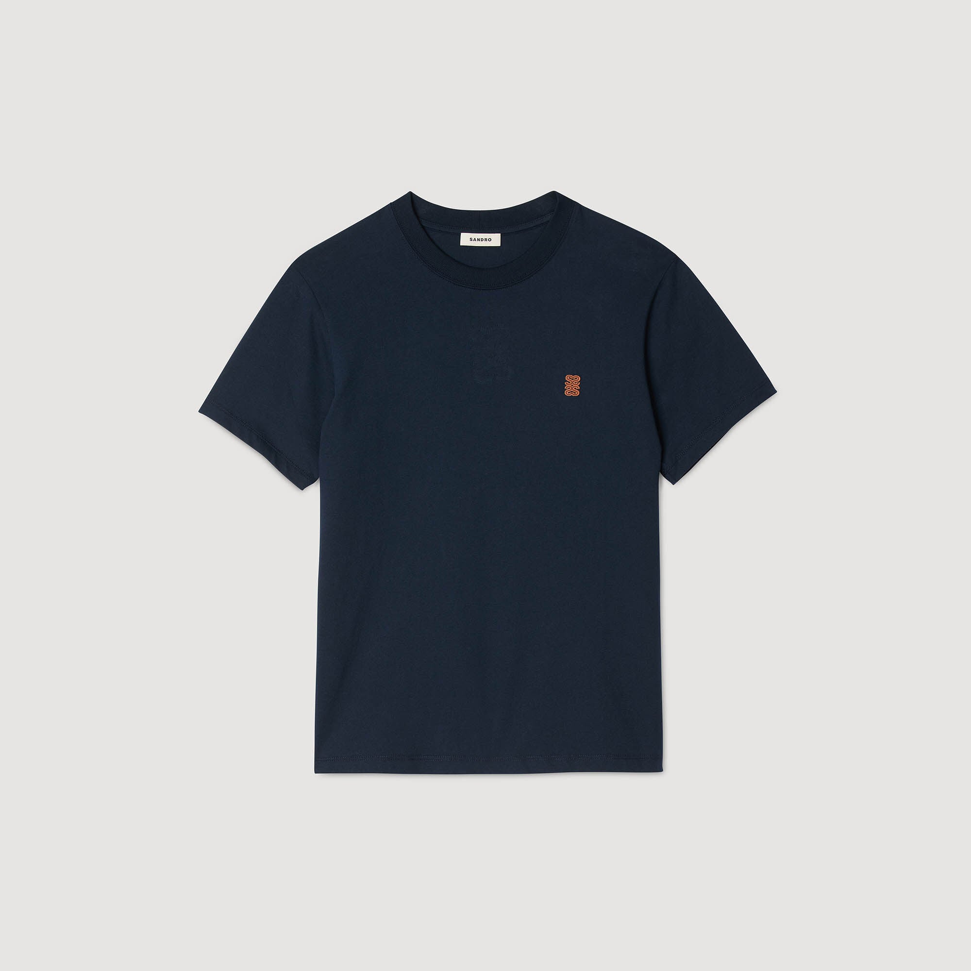 Sandro / Leather logo T-shirt Navy Blue
