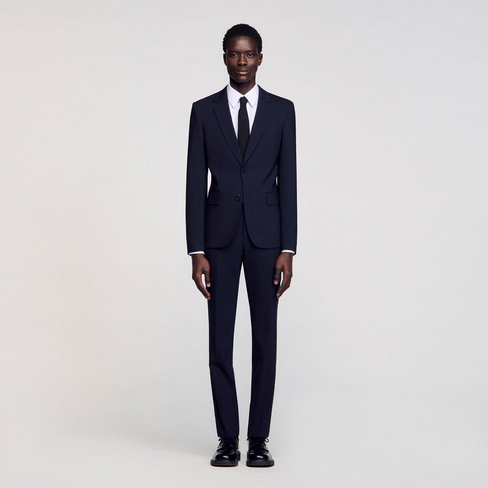 Sandro / Classic wool suit jacket Navy Blue