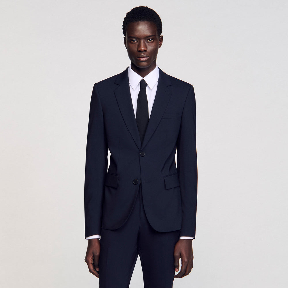 Sandro / Classic wool suit jacket Navy Blue